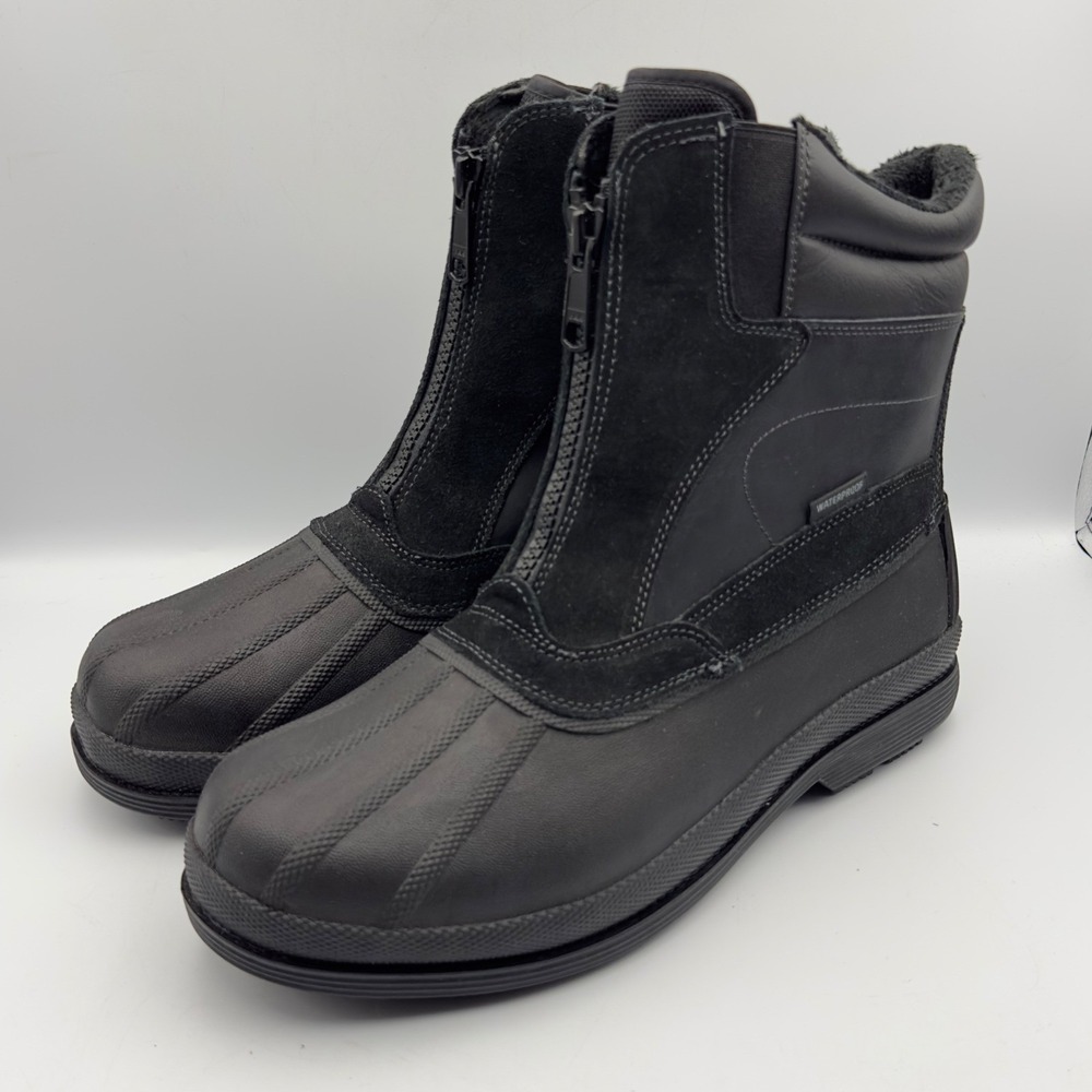Nortiv8 Mens Black Winter Snow Boots‎ Waterproof 3M Insulated Front Zip Size 13
